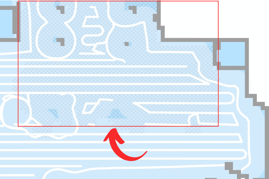 Ковер на карте Dreame L10s Ultra заштрихован.